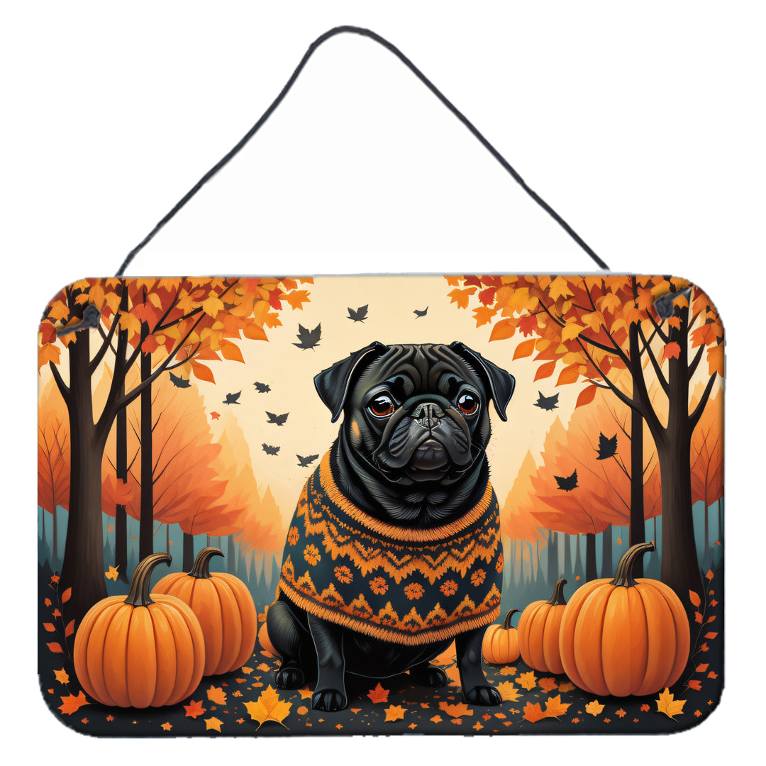 Black Pug Fall Wall or Door Hanging Prints