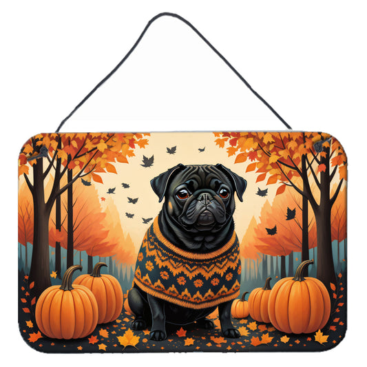 Black Pug Fall Wall or Door Hanging Prints