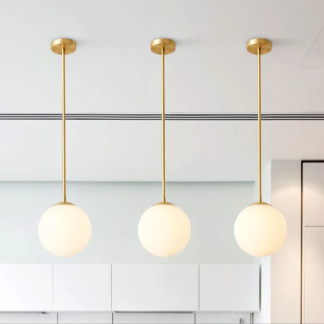 Glass Copper LED Bedside Chandelier