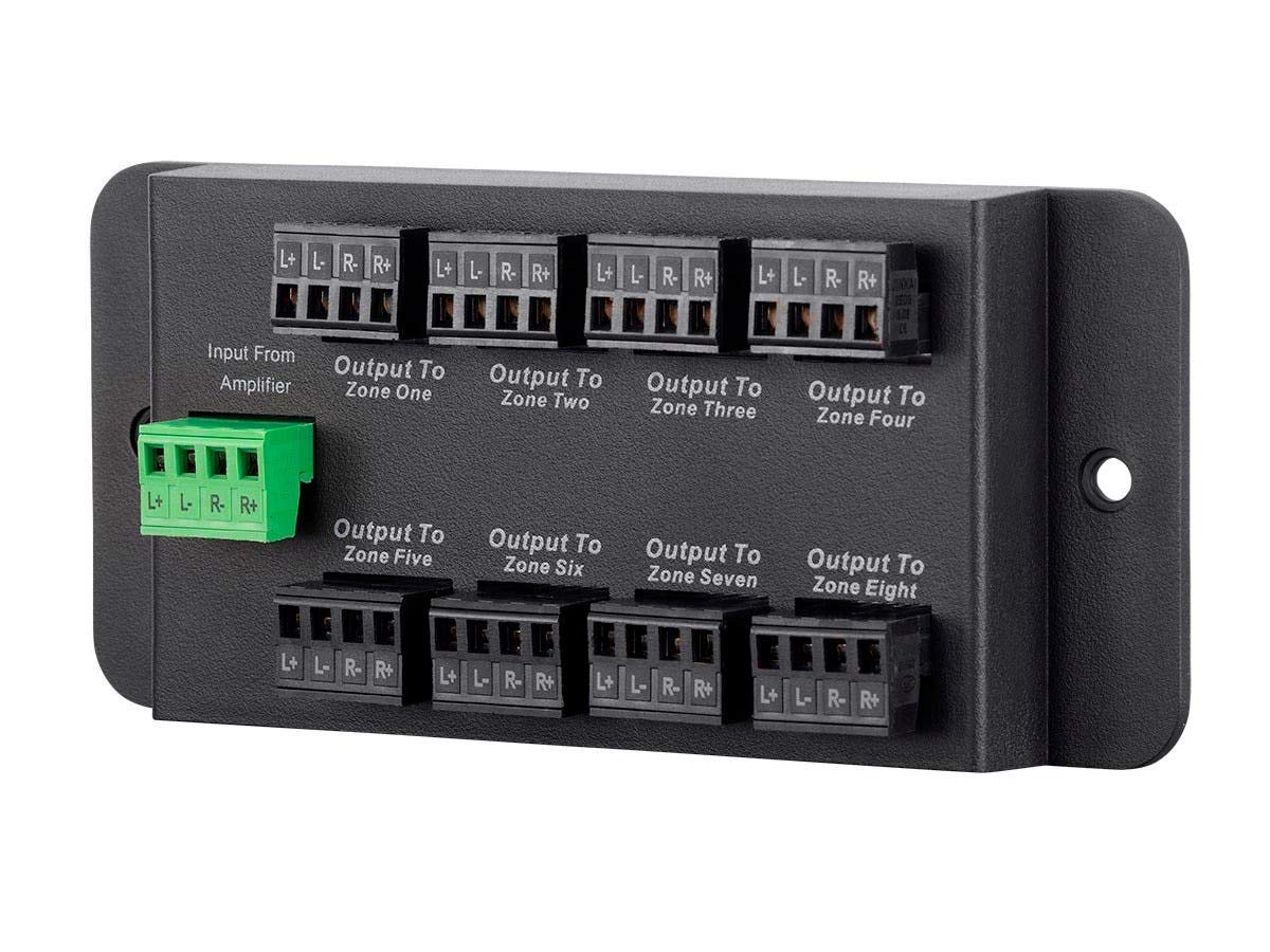 Monoprice 8 Zone Single Input Speaker Distribution Hub Connect Up to 8 Pairs of Speakers to A Single Amplifier or Receiver Black (138161)