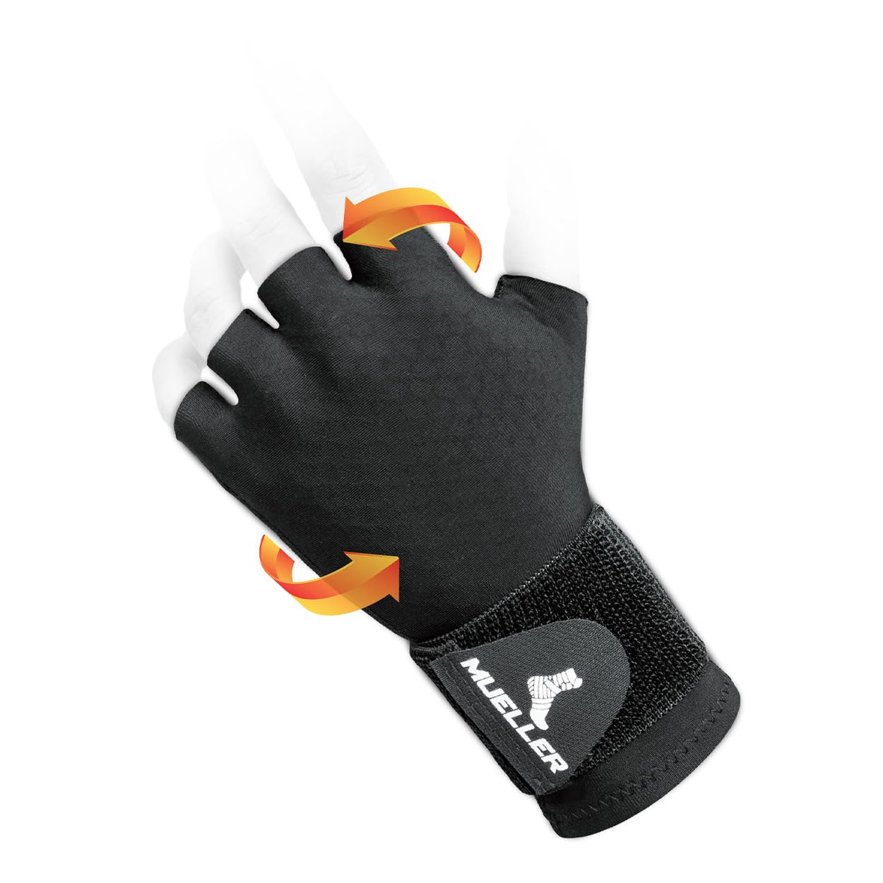 MUELLER Sports Medicine Compression Glove Hand & Wrist Pain Relief Support for Men and Women Ideal for Carpal Tunnel Arthritis Fits Right or Left Black One Size