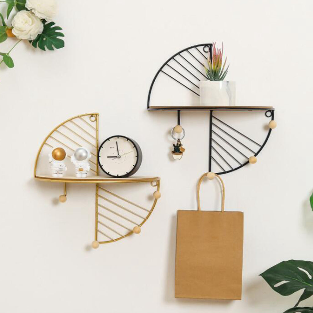 Metal Wire and Wood Floating Wall Storage Shelves