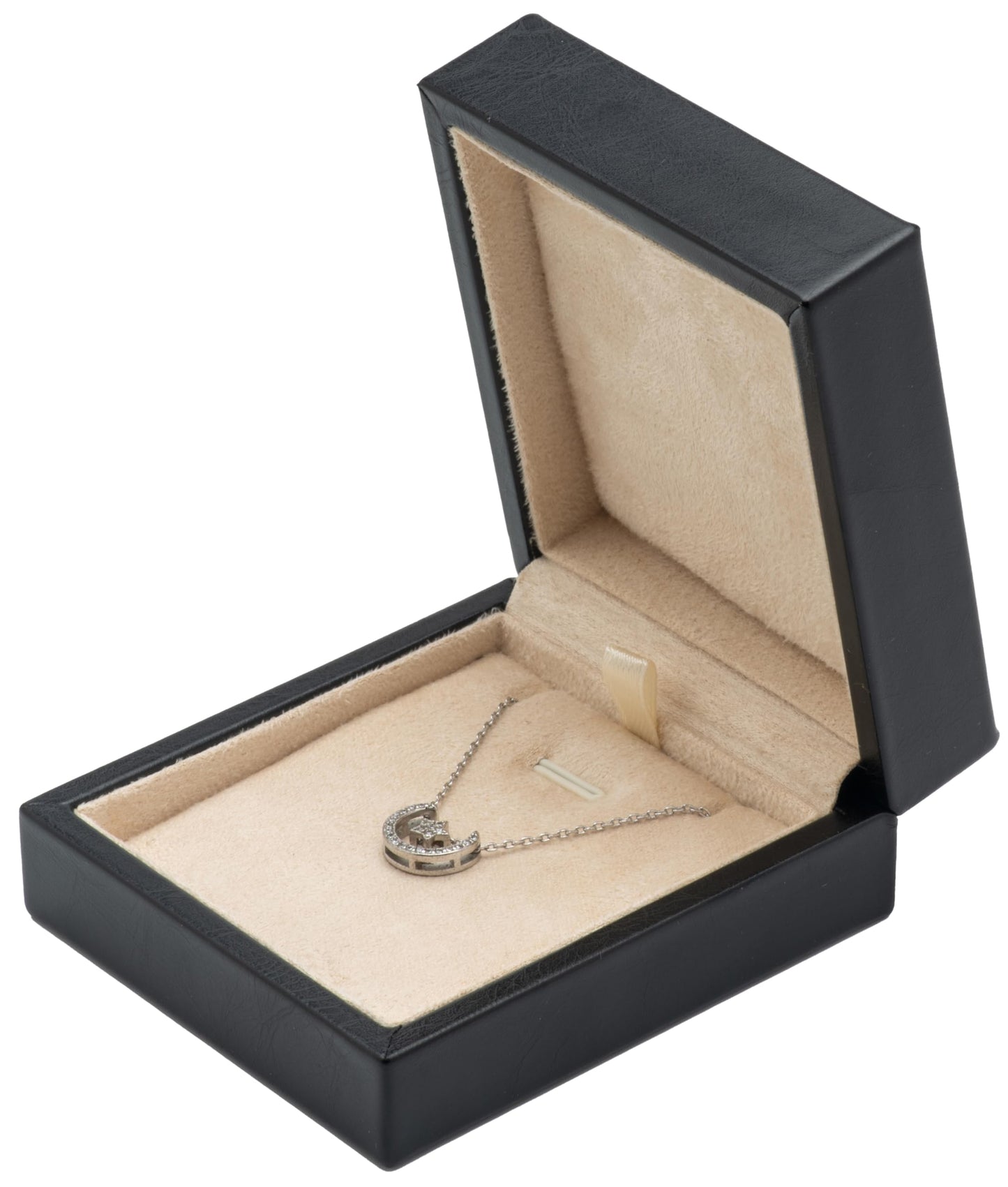 Giftop PU Leather Necklace Pendant Box for WeddingJewelry Gift Storage Display Case (Black and Beige)