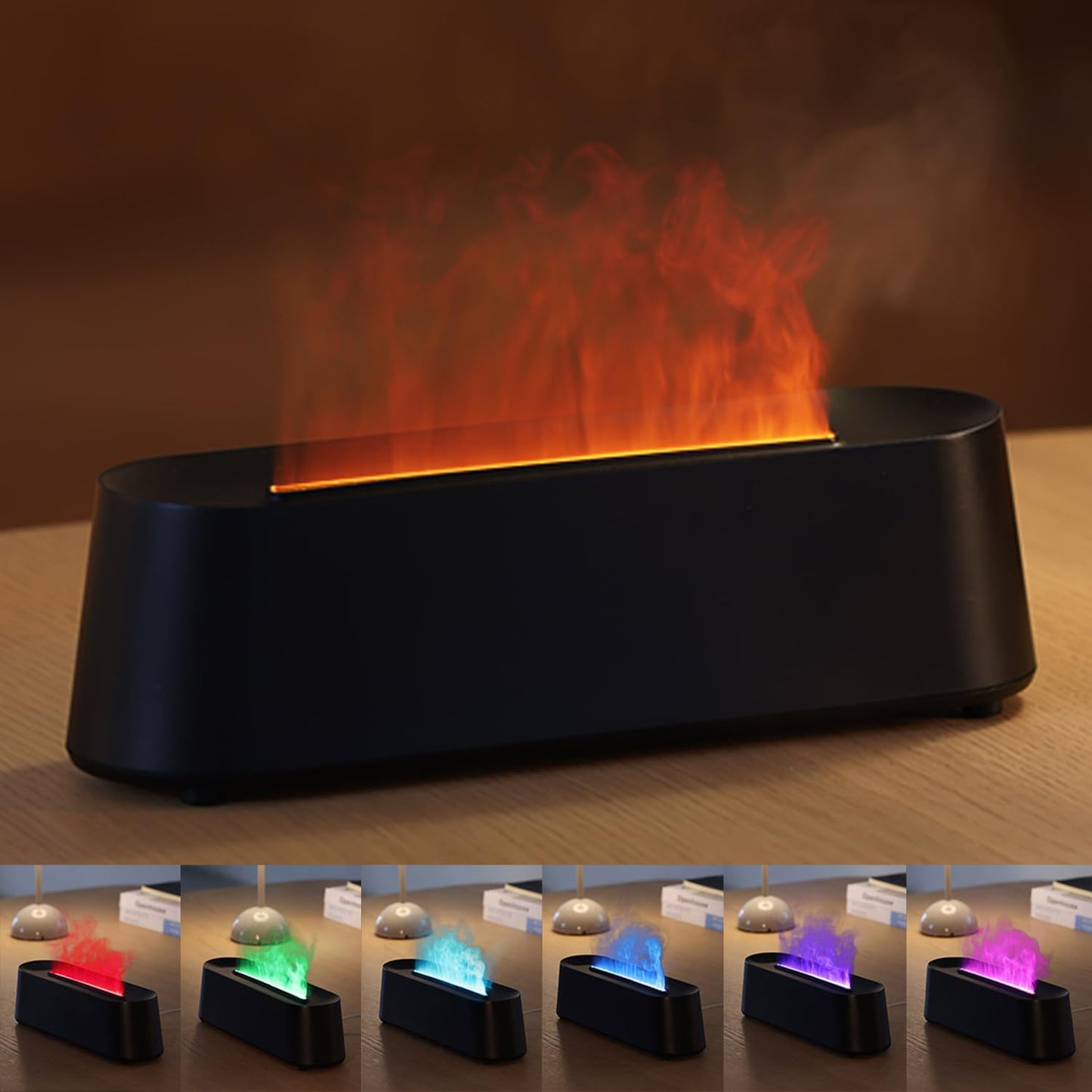 YALEDI Essential Oil Diffuser Fireplace Fire Flame Aromatherapy Diffuser 250ml Cool Mist Humidifier Scent Aroma Diffuser with 7 Colors Light Remote Control Timer & Auto-Off for Home Room (Black)