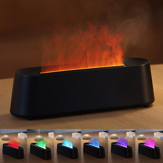 YALEDI Essential Oil Diffuser Fireplace Fire Flame Aromatherapy Diffuser 250ml Cool Mist Humidifier Scent Aroma Diffuser with 7 Colors Light Remote Control Timer & Auto-Off for Home Room (Black)