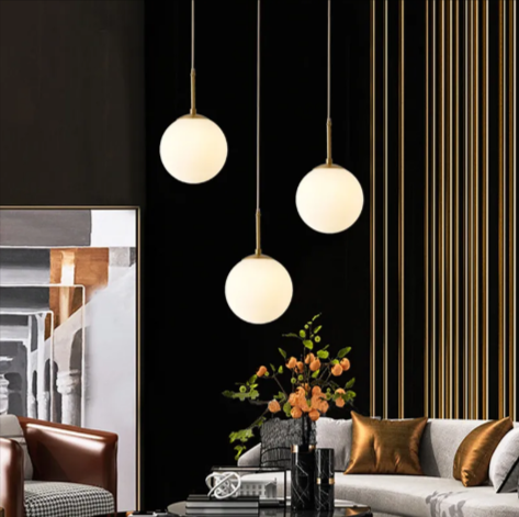 Glass Copper LED Bedside Chandelier