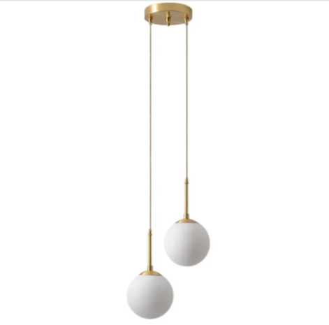 Glass Copper LED Bedside Chandelier