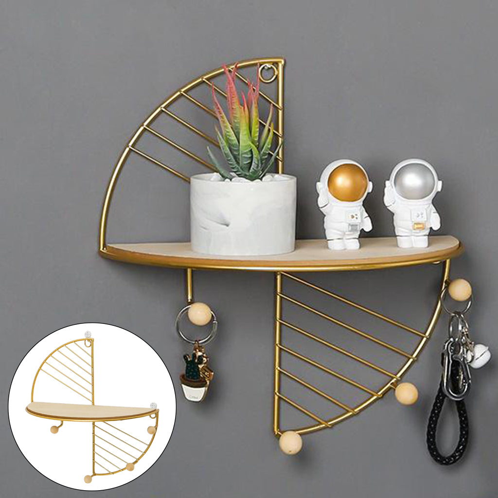 Metal Wire and Wood Floating Wall Storage Shelves