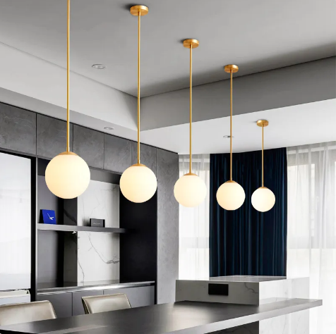 Glass Copper LED Bedside Chandelier